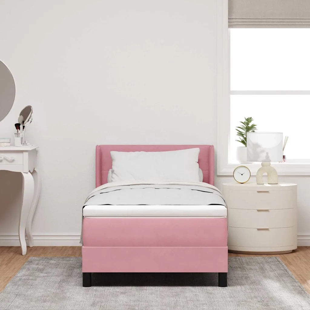 Letto a molle con materasso Rosa 200 x 100 cm Poliestere 3341461