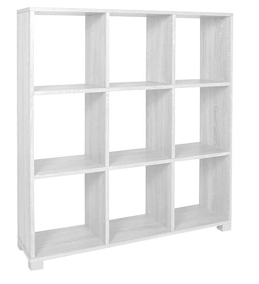 LIBRERIA CUBICA IN LEGNO BIANCO MODERNA CON 9 RIPIANI DIMENSIONI  90X24X99 CM
