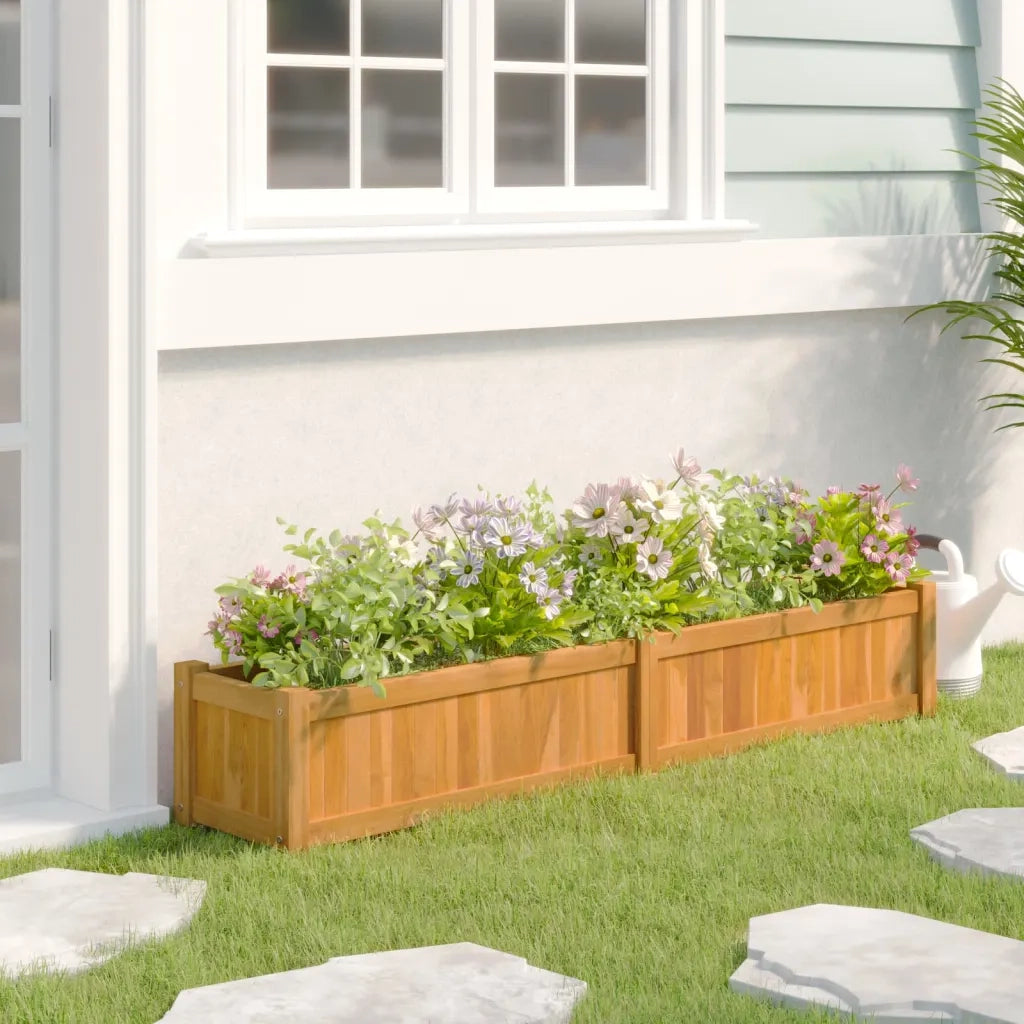 Fioriere | Cassetta per fiori | Letto Giardino Rialzato 150x30x25 cm Legno Massello di Teak