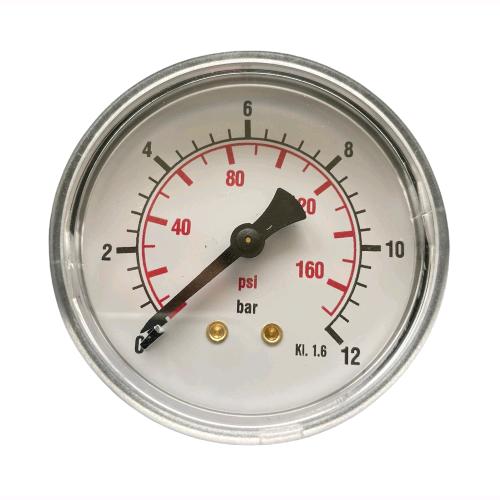 Manometro per Aria Compressa Doppia Scala 0-12 bar 0-170 psi Attacco Assiale Posteriore
