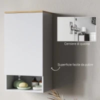 Armadietto Bagno a Muro con Mensole Regolabili e Ripiano Aperto in Legno e MDF,  40x27x77 cm, Bianco