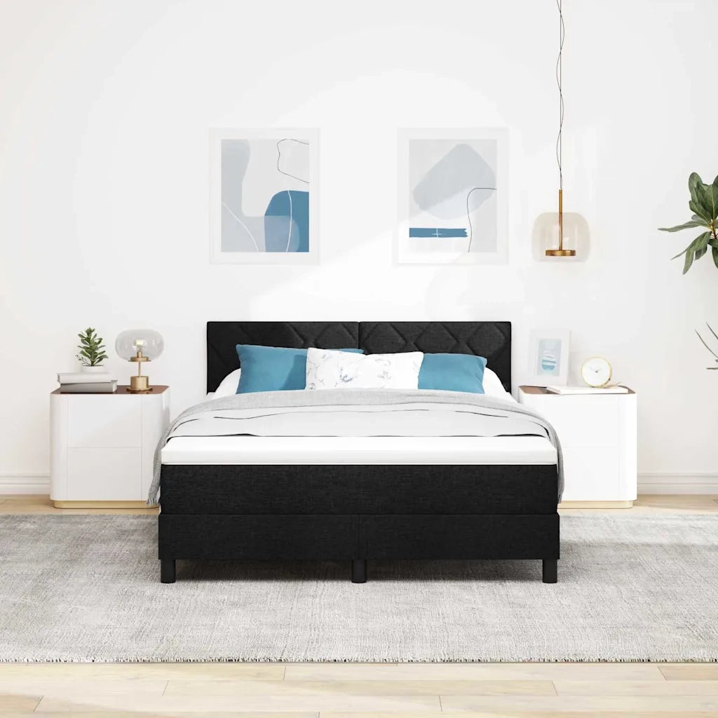Letto a molle con materasso Nero 140 x 200 cm Tessuto 3338771