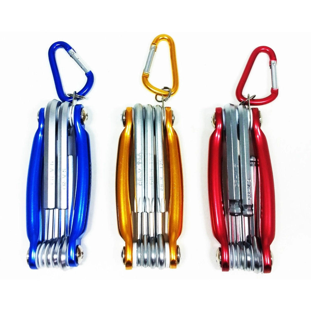 Trade Shop - Kit Set 24 Pezzi Chiavini Pieghevoli Torx Forati Esagonali Sferici Ball Point -