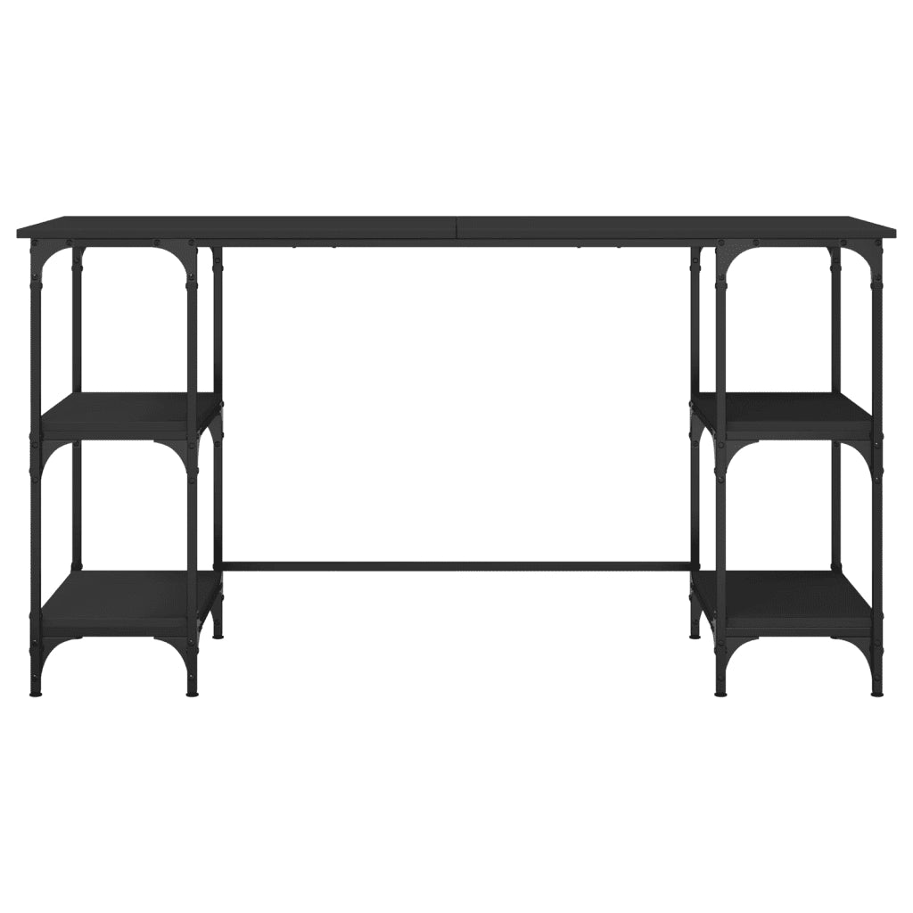 vidaXL Scrivania Nera 140x50x75 cm in Metallo e Legno Multistrato
