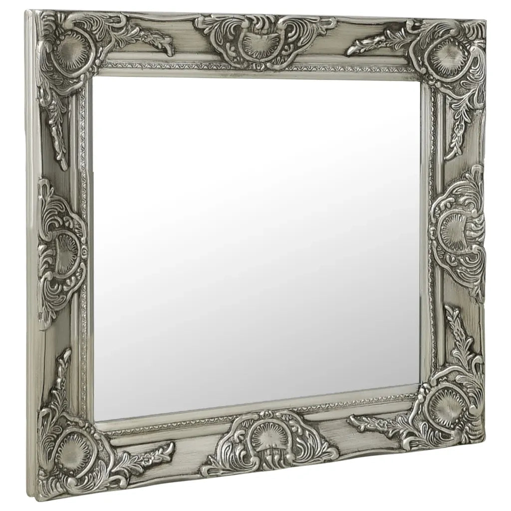 Specchio da Parete Stile Barocco 50x50 cm Argento 320314
