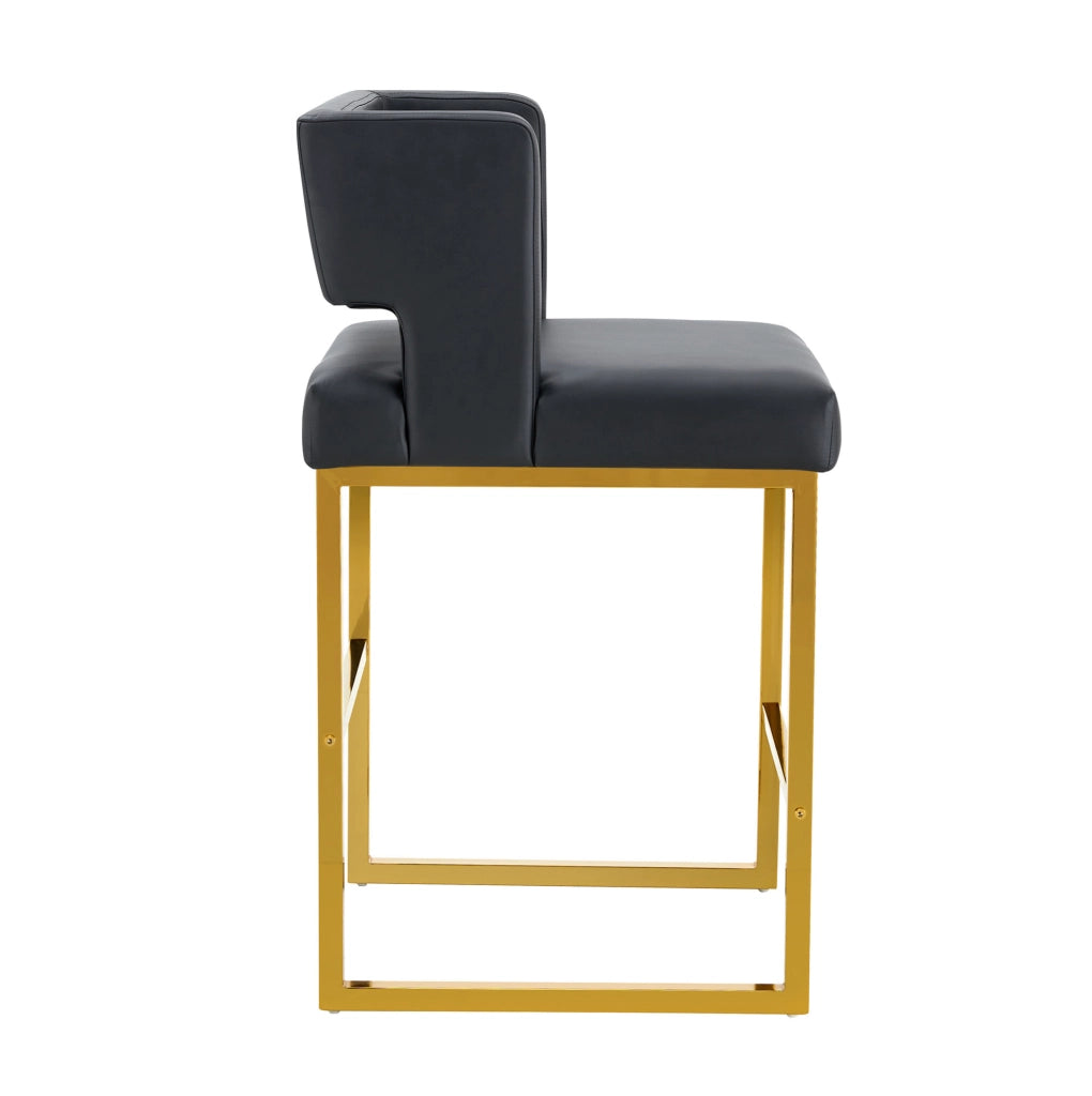 Sgabello da bar 91.4 cm con seduta imbottita; struttura stabile in metallo e PU nero e oro