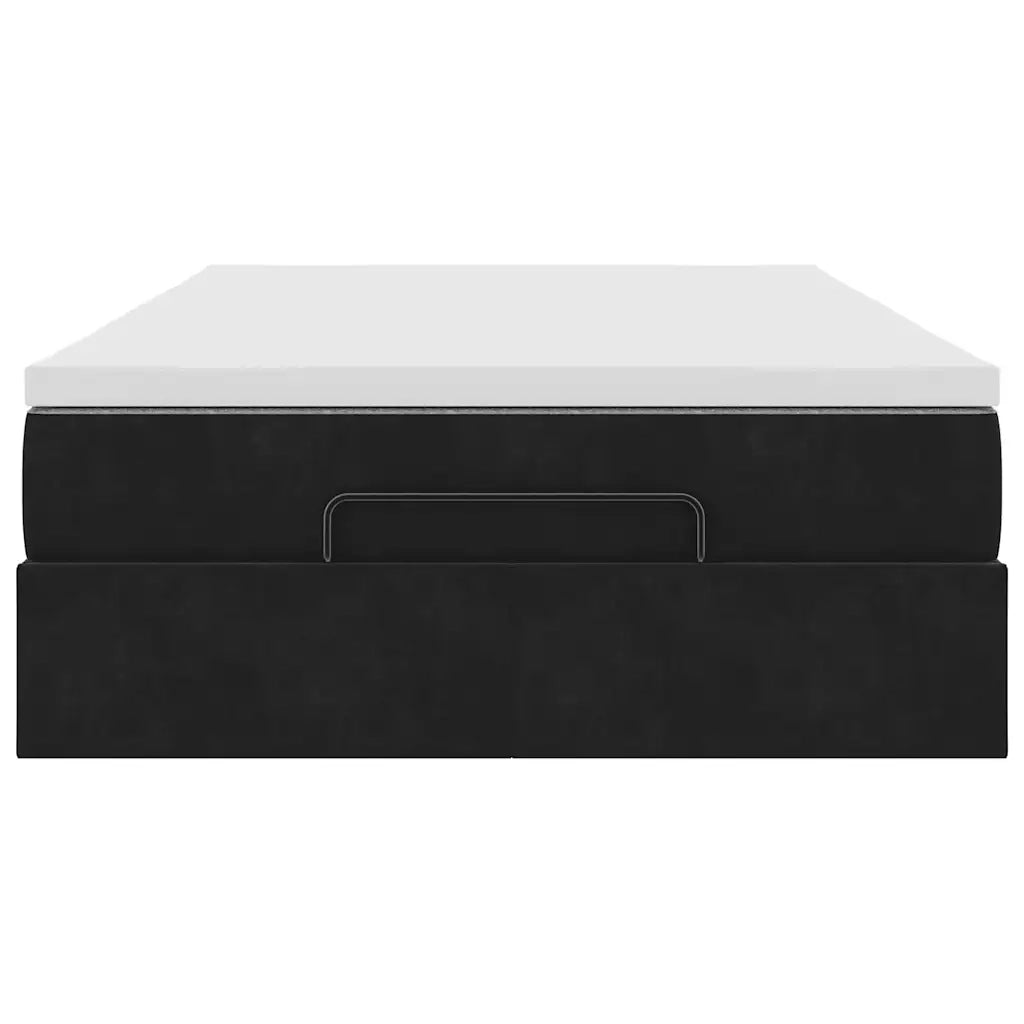 Struttura Letto Pouf con Materasso Nero 120x200 cm Velluto 3311179