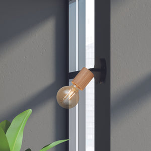 Applique Industrial-Nordico Spinoso Acciaio Nero Marrone 1 Luce E27