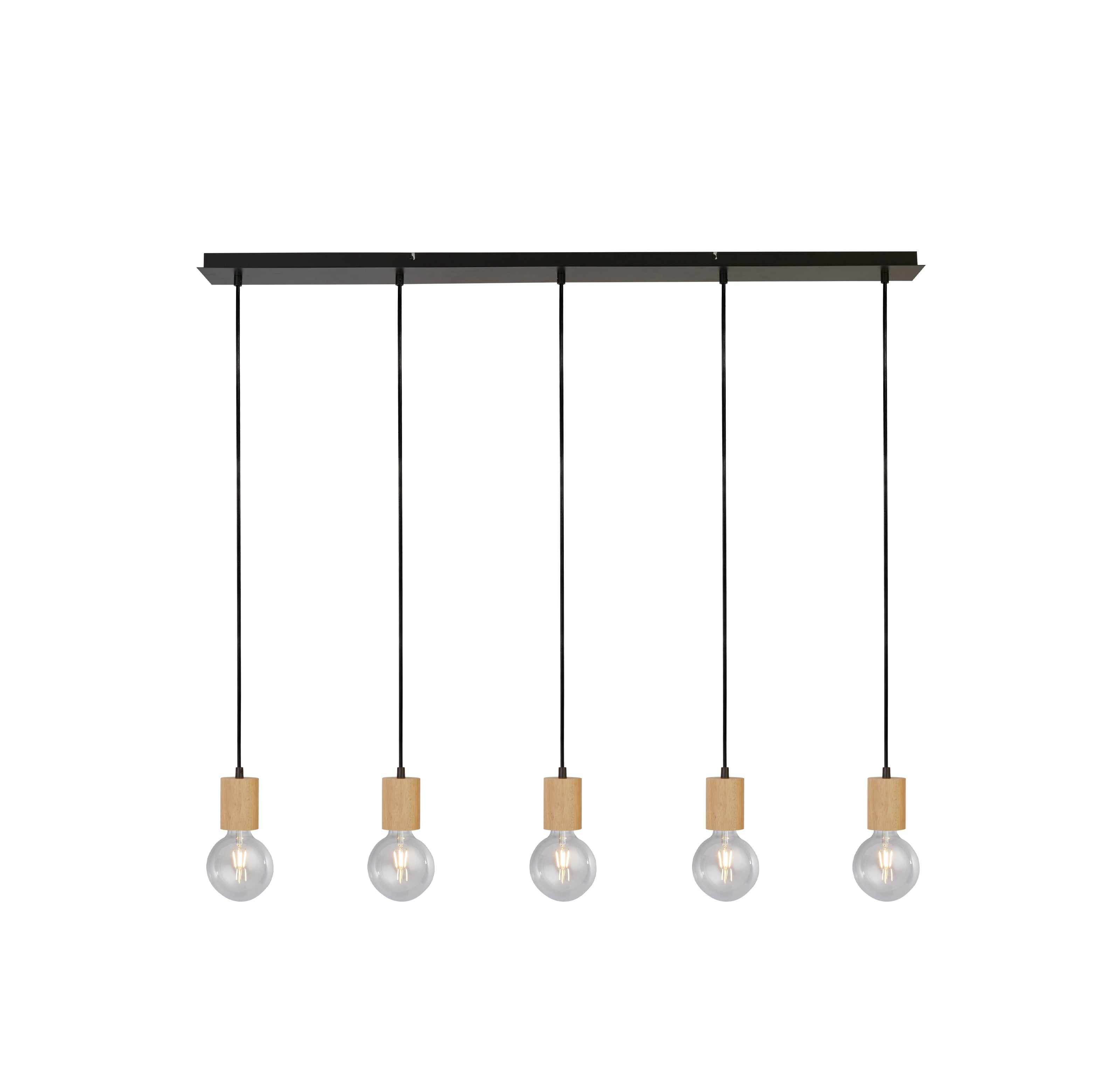Lampadario Lineare Industrial-Nordico Spinoso Acciaio Nero Marrone 5 Luci E27