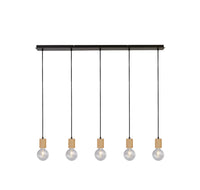 Lampadario Lineare Industrial-Nordico Spinoso Acciaio Nero Marrone 5 Luci E27