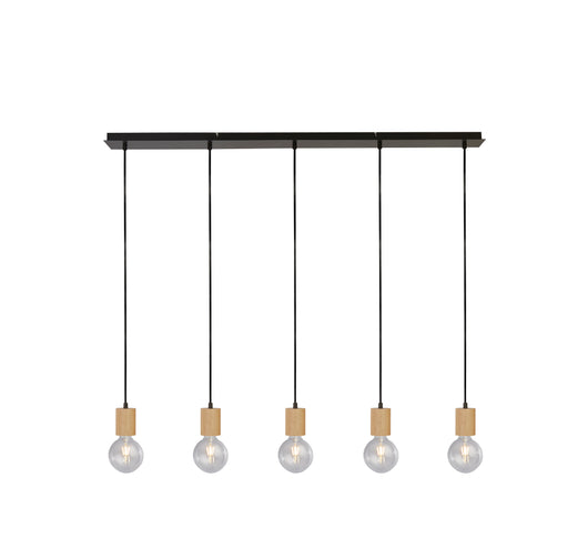 Lampadario Lineare Industrial-Nordico Spinoso Acciaio Nero Marrone 5 Luci E27