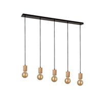 Lampadario Lineare Industrial-Nordico Spinoso Acciaio Nero Marrone 5 Luci E27
