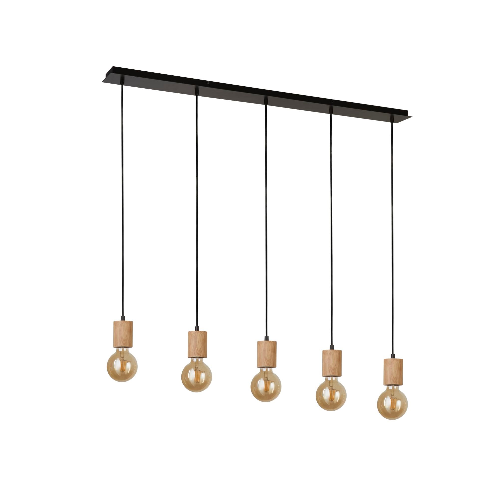 Lampadario Lineare Industrial-Nordico Spinoso Acciaio Nero Marrone 5 Luci E27