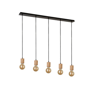 Lampadario Lineare Industrial-Nordico Spinoso Acciaio Nero Marrone 5 Luci E27