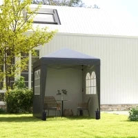 Gazebo Barnum da Giardino Pop-Up Pieghevole Regolabile in Altezza, Protezione UV 30+, 3 Pareti Laterali, Grigio