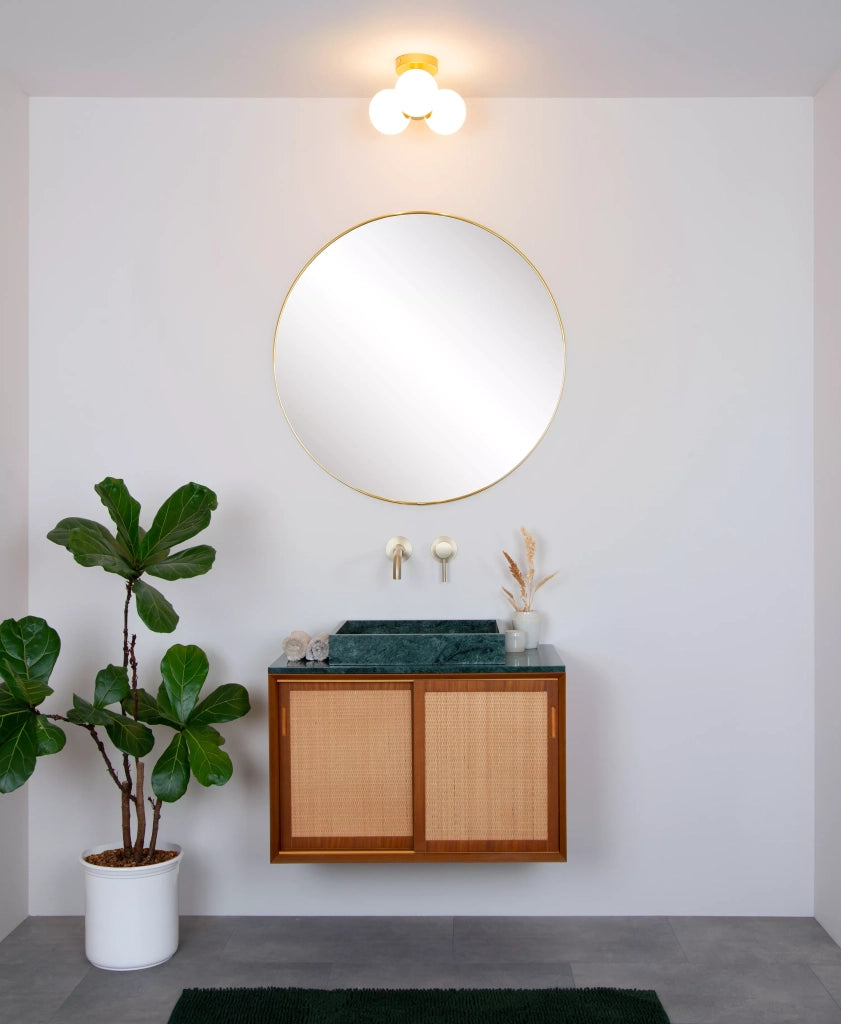 Plafoniera Lucide Trudy ottone 3 luci sfere vetro G9