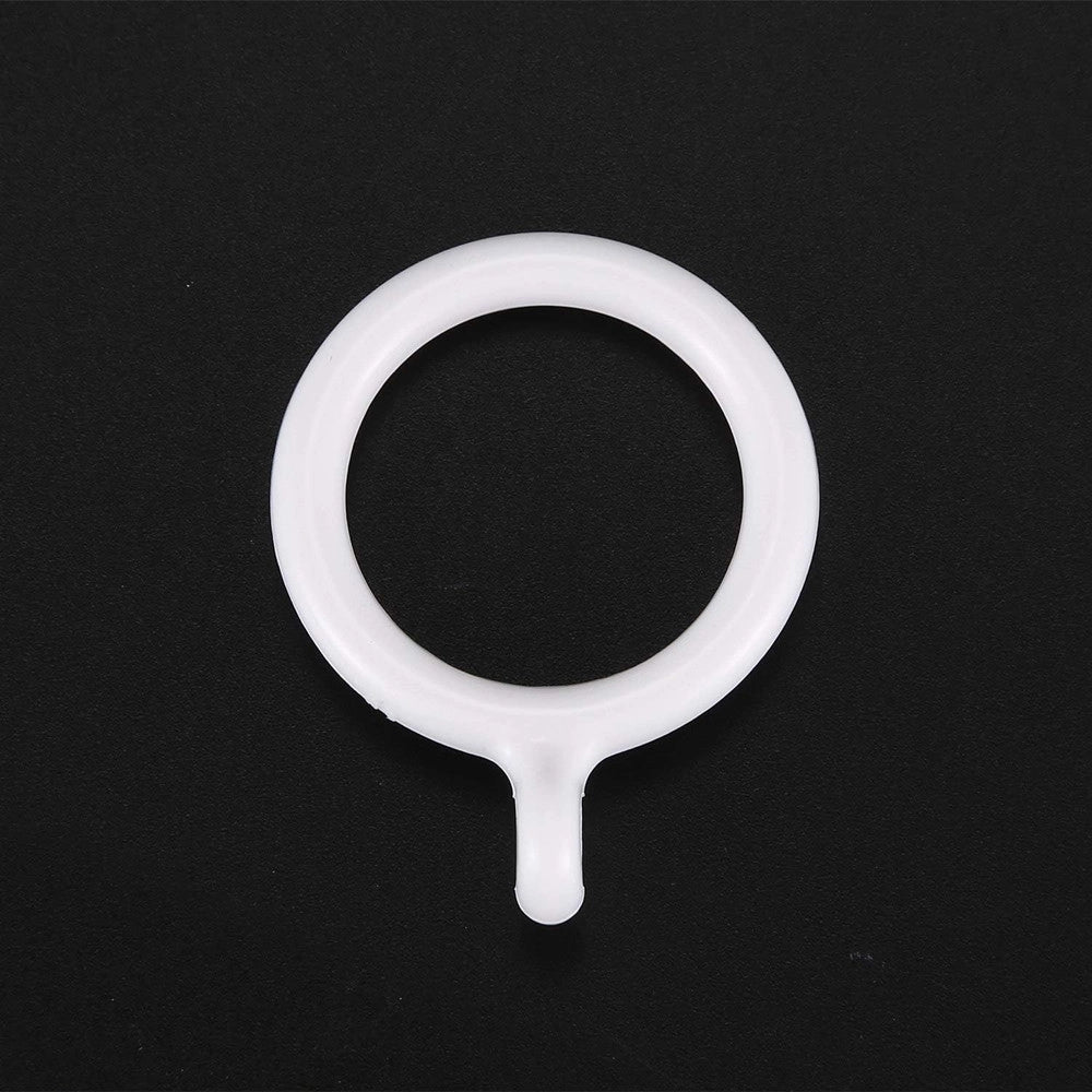 Trade Shop - Set 8 Pz Anelli Gancio Ad Anello Per Tende In Plastica Da 45 Mm Bianco Tondi Bagno 87352 -