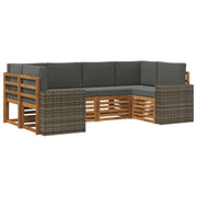 Set di divani da esterno 6 pcs Naturale e Antracite Poliestere 3384788