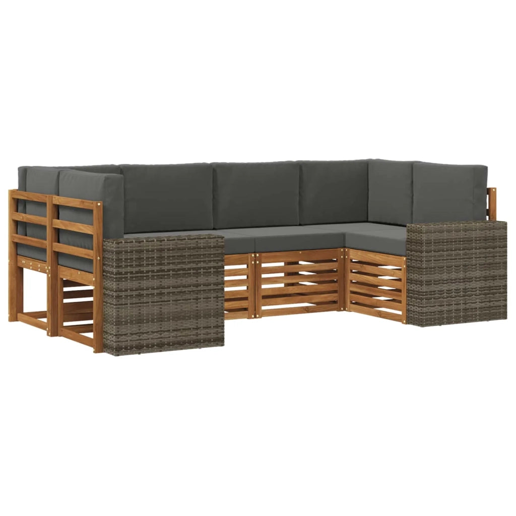 Set di divani da esterno 6 pcs Naturale e Antracite Poliestere 3384788