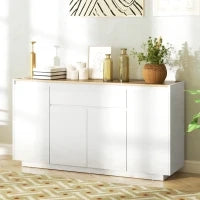 Credenza da Cucina Moderna con Cassetto e 3 Armadietti con Ripiani Regolabili, 140x40x75 cm, Bianco