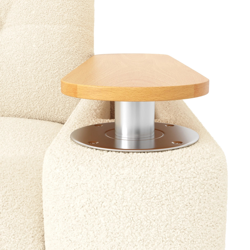 Divano modulare 2 posti con tavolino integrato e contenitore in teddy beige