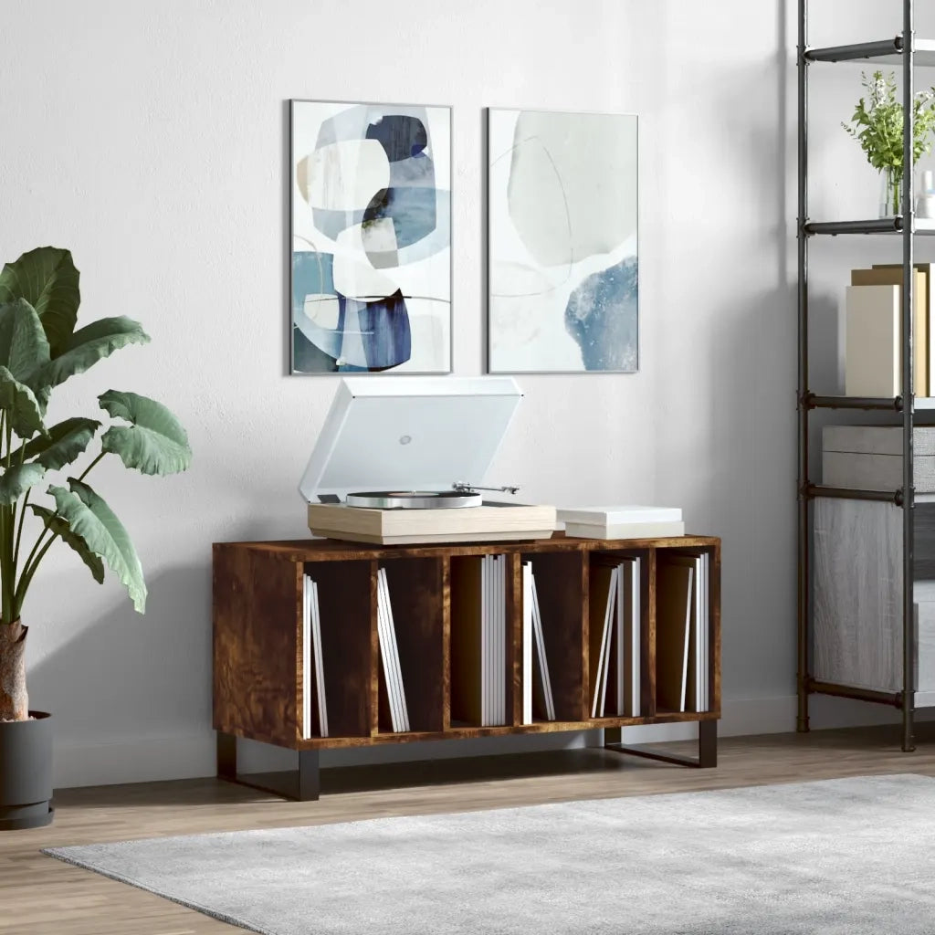 Mobile Porta Dischi Rovere Fumo 100x38x48 cm Legno Multistrato 831761
