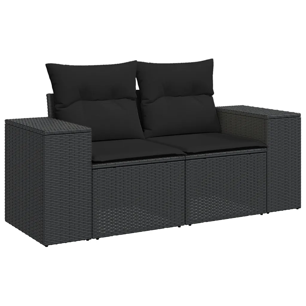 Set Divani da Giardino con Cuscini 8 pz Nero in Polyrattan 3326836