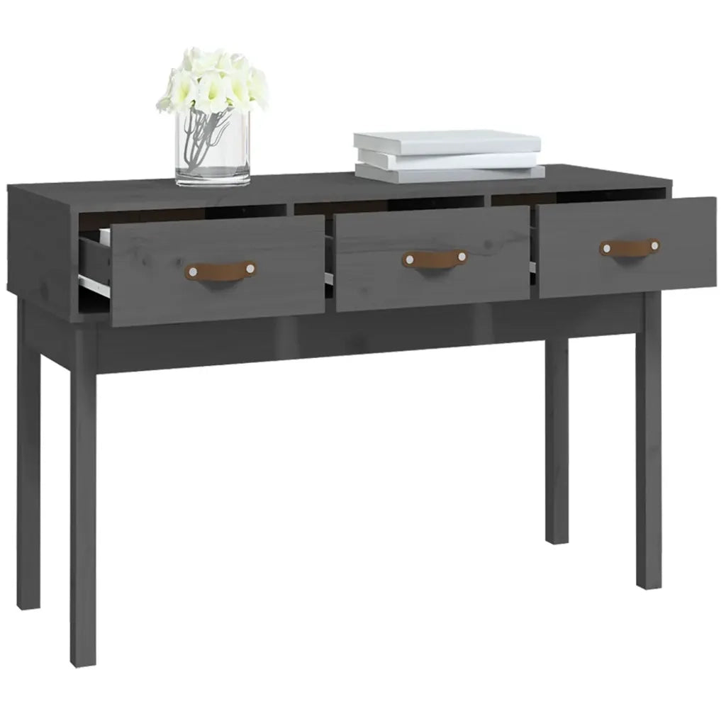 Tavolo Consolle Grigio 114x40x75 cm in Legno Massello di Pino 821756