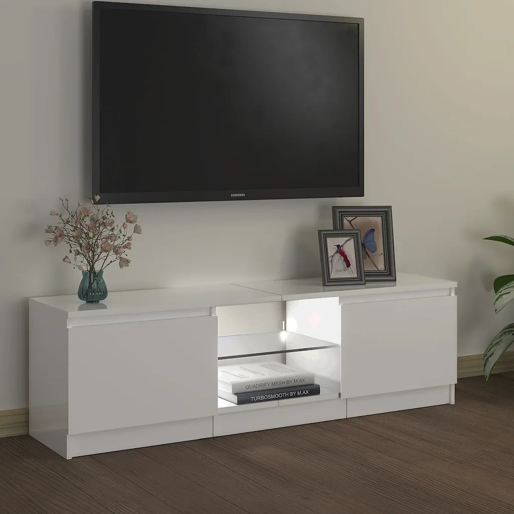 Mobile Porta TV con Luci LED Bianco Lucido 120x30x36 cm 804289