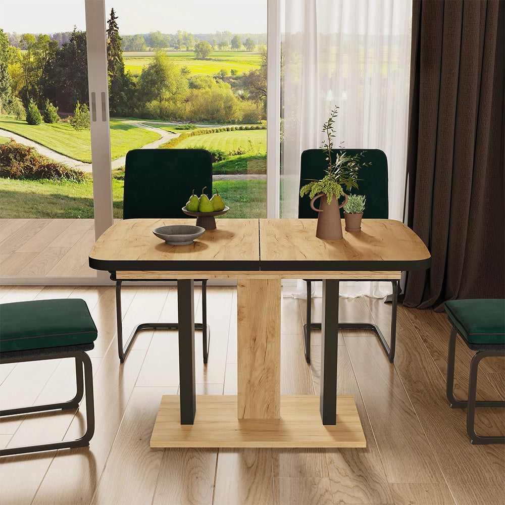 Vicco Tavolo da pranzo Estensibile Rovere nero/oro 120/160 x 80 cm 2 parti