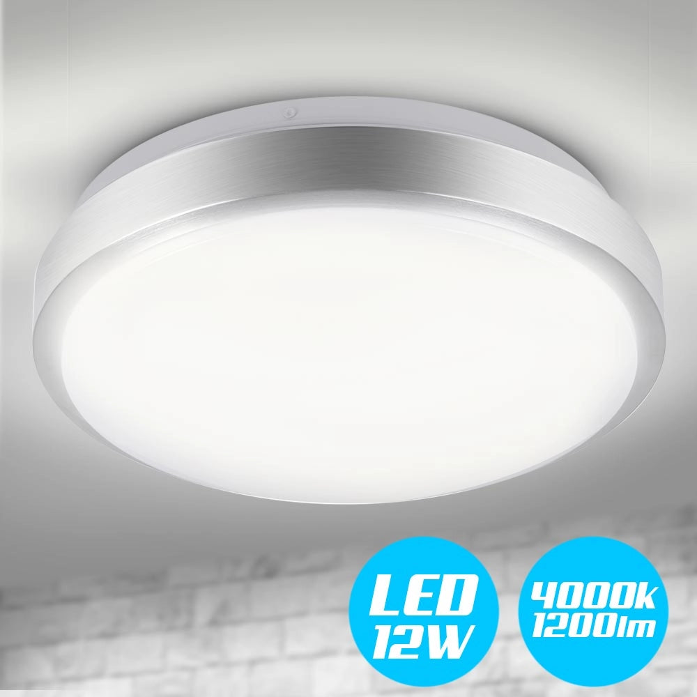 Plafoniera Led Tonda 12W Bianca 4000k Risparmio Energetico 29.5cm 1200LM Silver