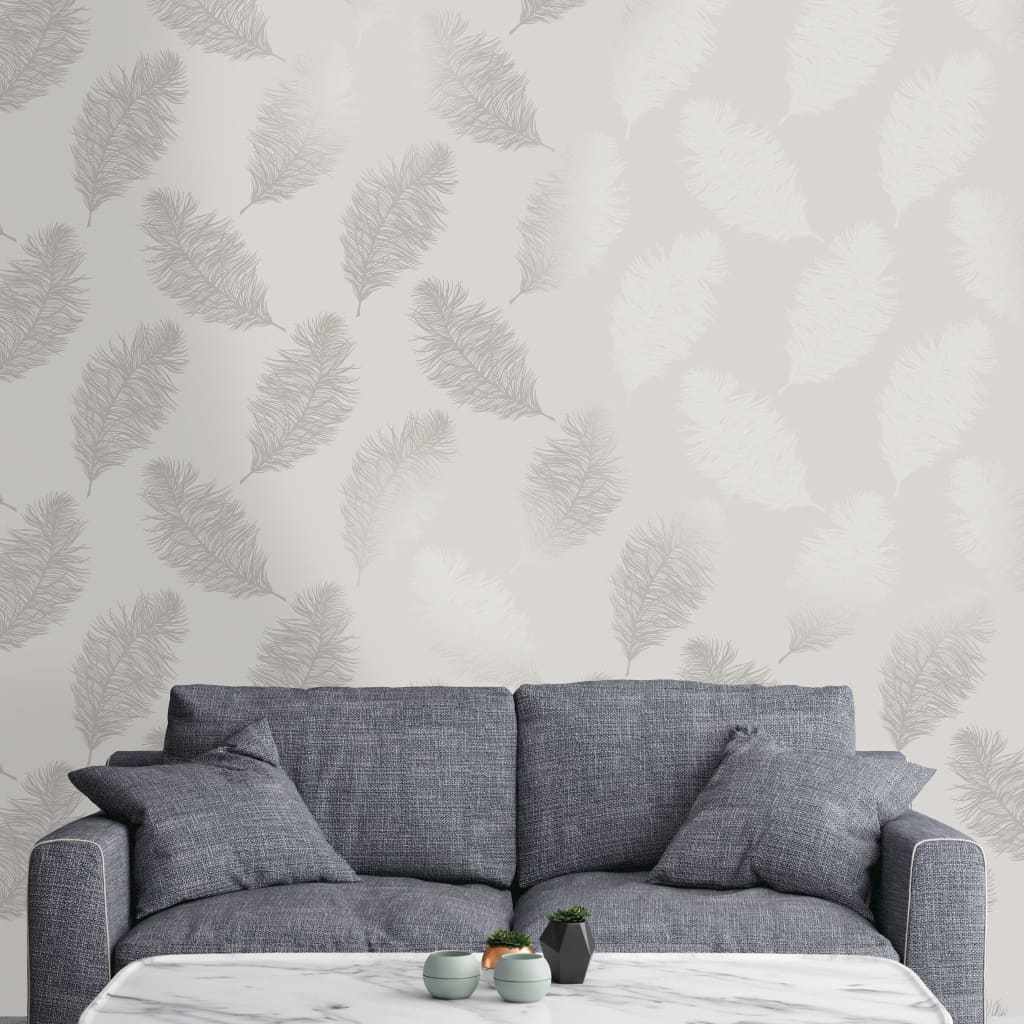DUTCH WALLCOVERINGS Carta da Parati Fawning Feather Grigio Chiaro 437410