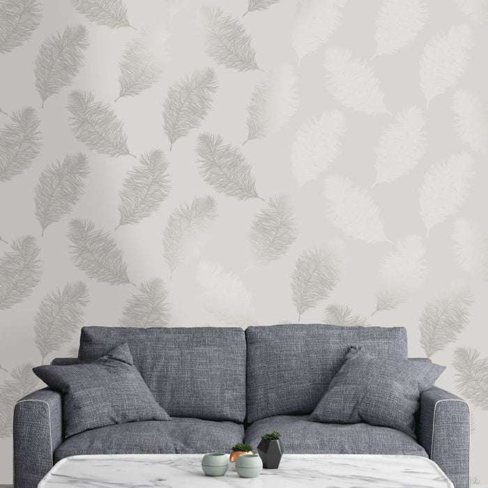 DUTCH WALLCOVERINGS Carta da Parati Fawning Feather Grigio Chiaro 437410
