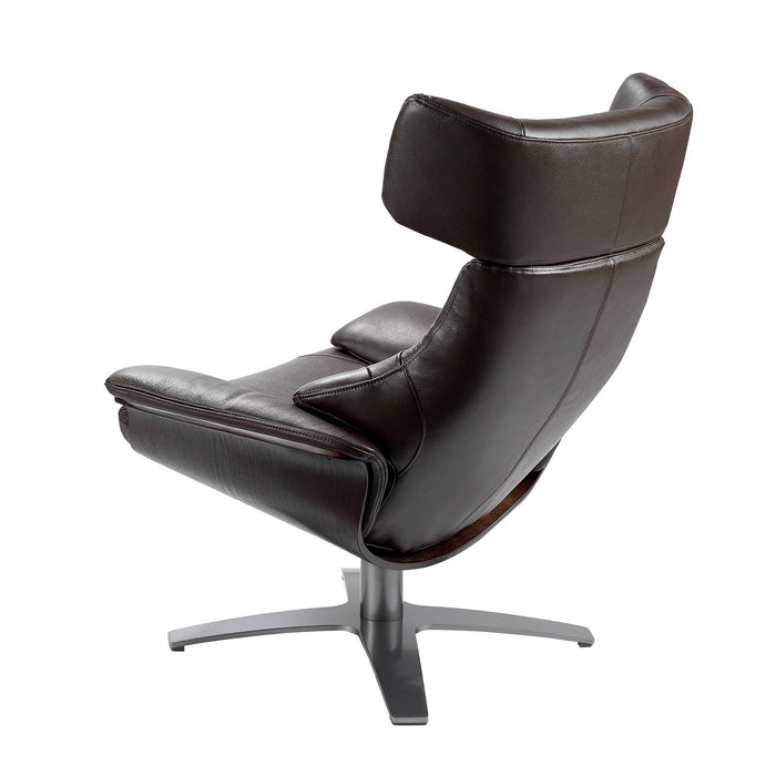 Poltrona reclinabile in pelle marrone cioccolato