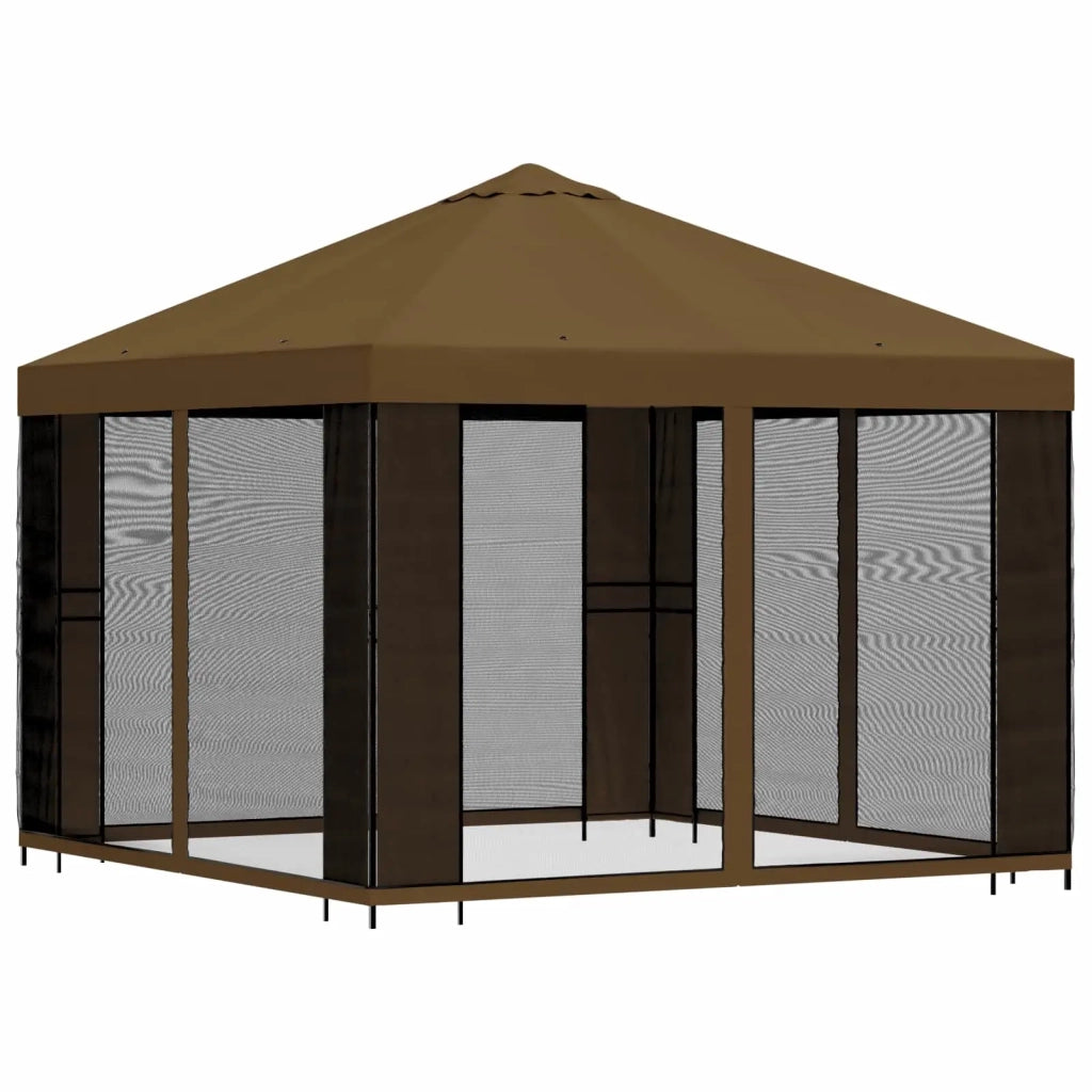 Gazebo da giardino con pareti laterali 3 x 3 m Tortora