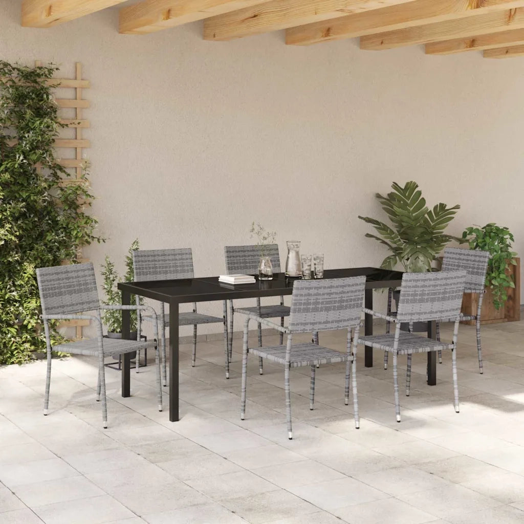Set da Pranzo per Giardino con cuscino 7 pcs Grigio polyrattan 3380048