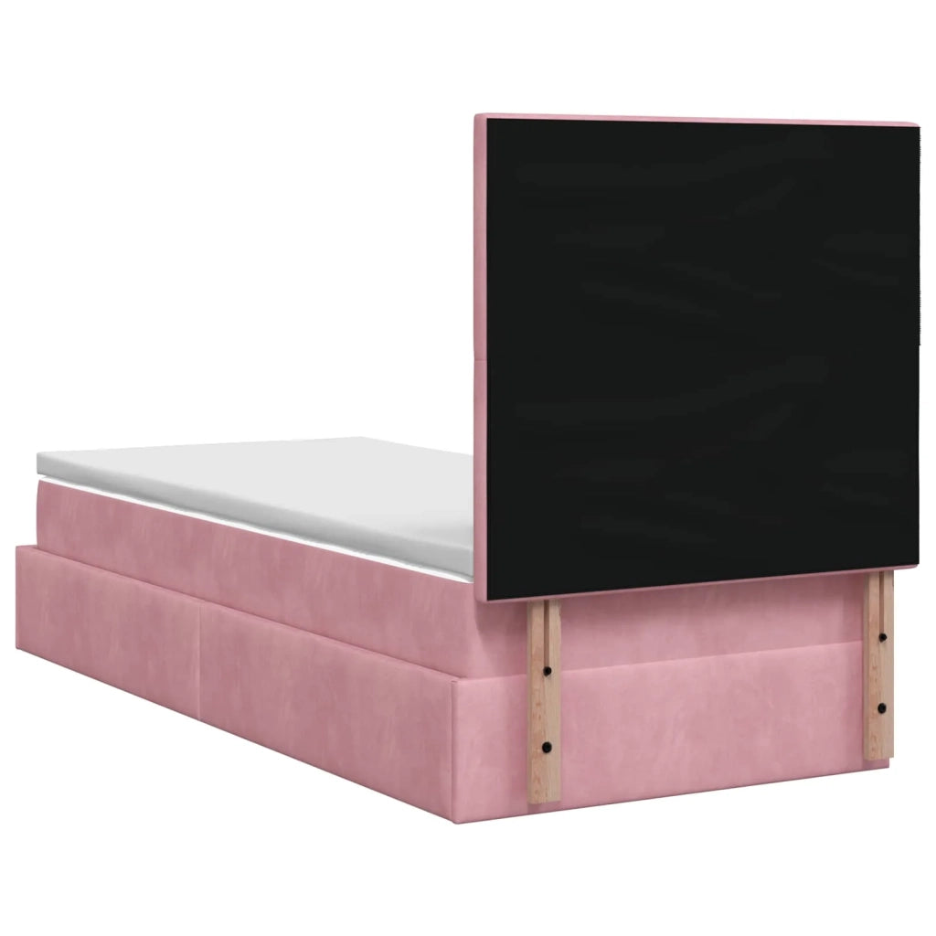 Letto Ottomano con Materasso e LED Rosa 90 x 190 cm Velluto 3458276