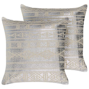 Set di 2 cuscini in cotone argento 50 x 50 cm motivo geometrico metallizzato glamour