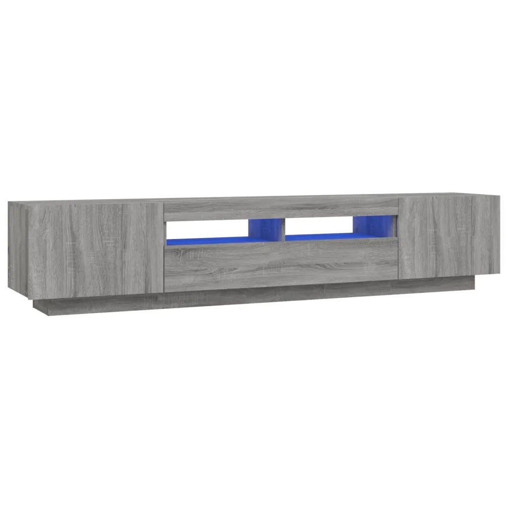 Set Mobili TV 2 pz con Luci LED Grigio Sonoma Legno Multistrato 3120171