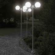 vidaXL Lampade da Terra per Esterni 3pz Argento 215cm in Acciaio Inox