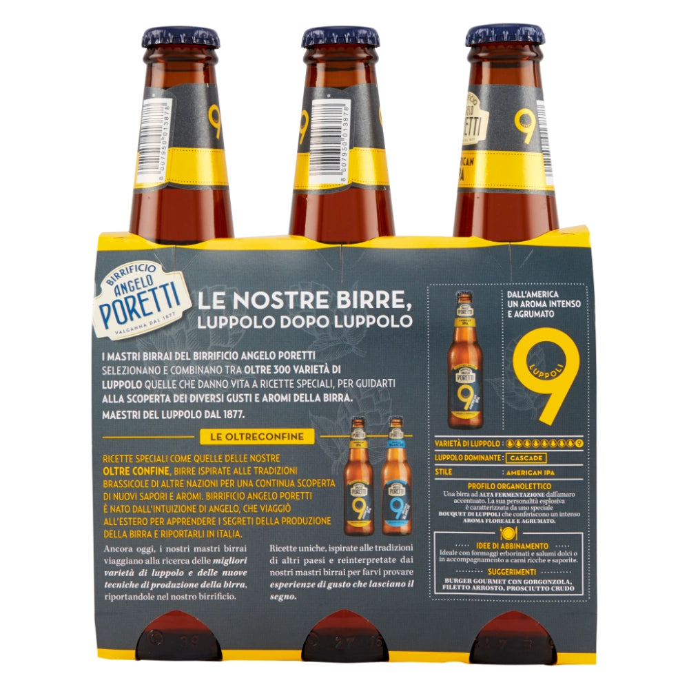 Birrificio angelo poretti birra 9 luppoli american ipa confezione 3x33 cl