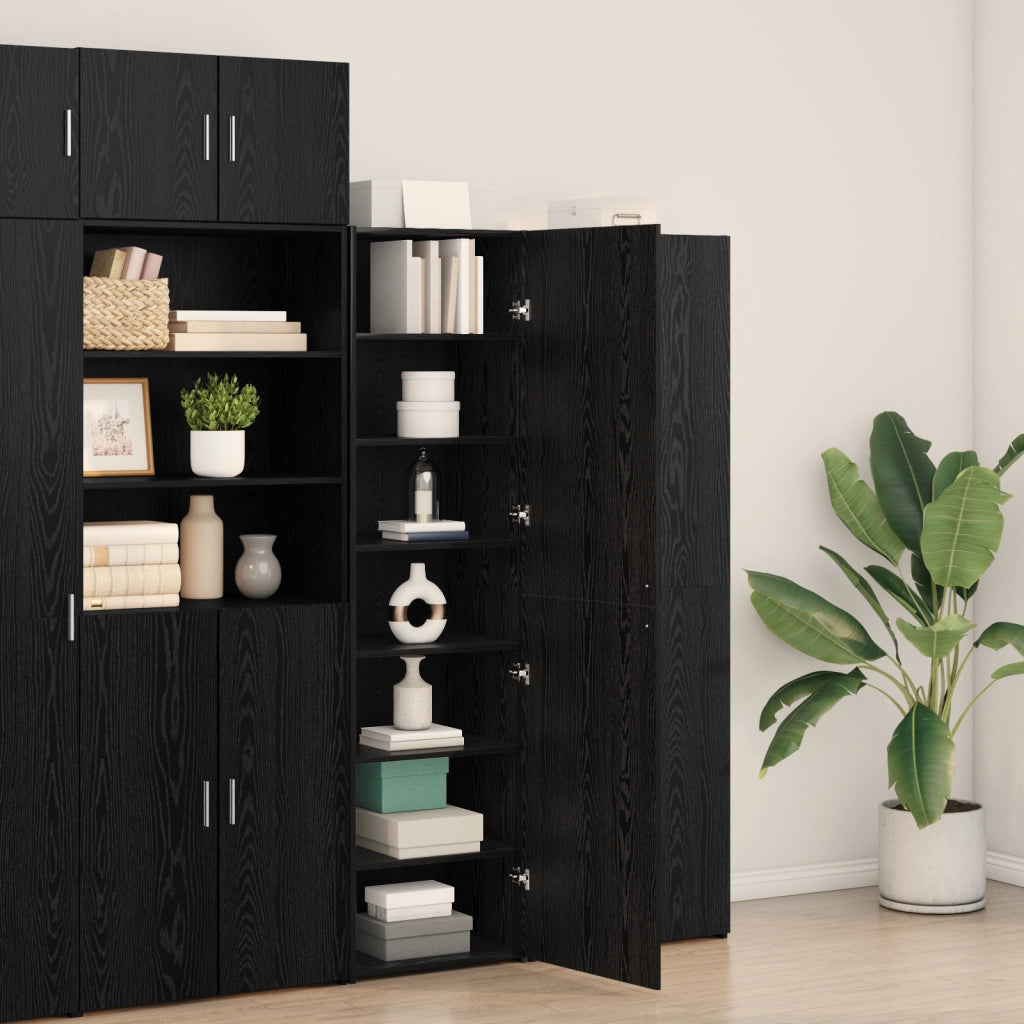 Highboard Rovere Nero 50x42.5x185 cm Legno Ingegnerizzato