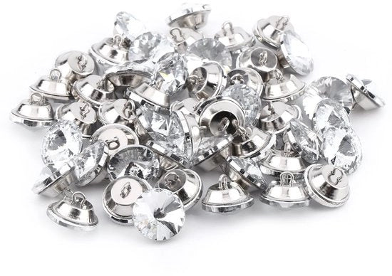 Accessori decorativi per mobili - 50 pezzi - Perle con strass - Attacco con anello metallico - Decorazioni DIY - Maniglie per mobili - Vetro lucido 25 mm - Maniglie per mobili con anello metallico
