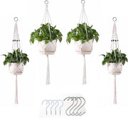Set di Vasi da Sospensione per Fiori da 4 pezzi - Appesi per Vasi in Corda - Decorazione Interna e Esterna per Fiori