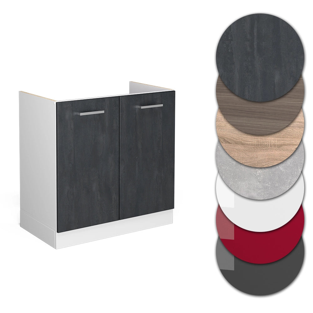 Mobile lavello cucina R-Line Calce nera/Bianco 80 cm senza piano di lavoro Vicco