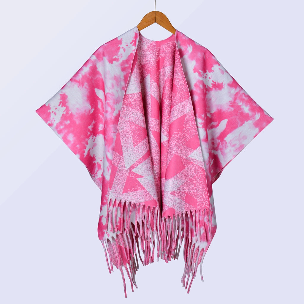 Nuovo scialle double face spesso, stile retr¨°, ampia cappa da donna.