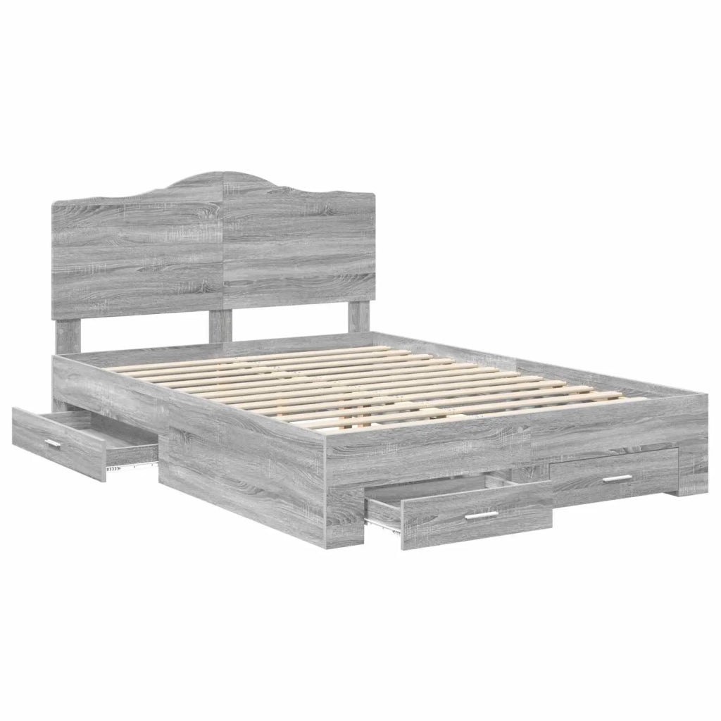 Struttura del letto con testiera Grigio Sonoma 150 x 200 cm