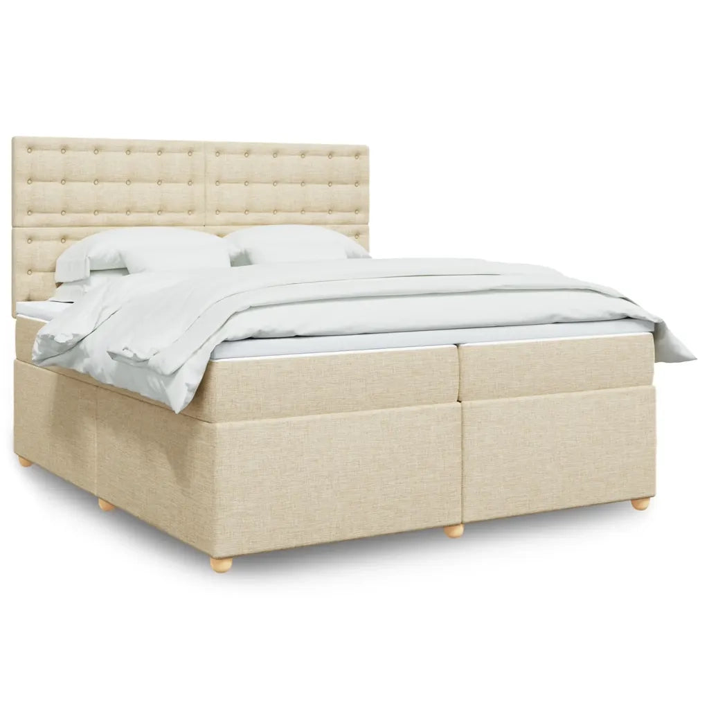 Giroletto a Molle con Materasso Crema 200x200 cm in Tessuto 3293706
