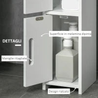 kleankin Colonna Bagno con Mensole e Armadietti, Mobile Alto Salvaspazio in Legno 15x17x120cm, Bianco