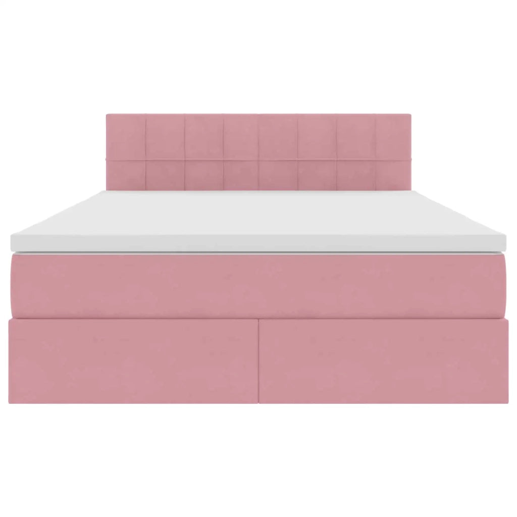 Letto con contenitore e LED con led Rosa 140 x 190 cm Velluto 3371396